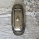 Vintage silver metal butter dish with acorn handle