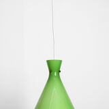 Very beautiful Mid Century flashed glass Diabolo pendant lamp in Green