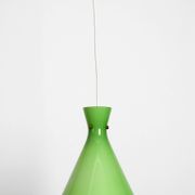 Very beautiful Mid Century flashed glass Diabolo pendant lamp in Green