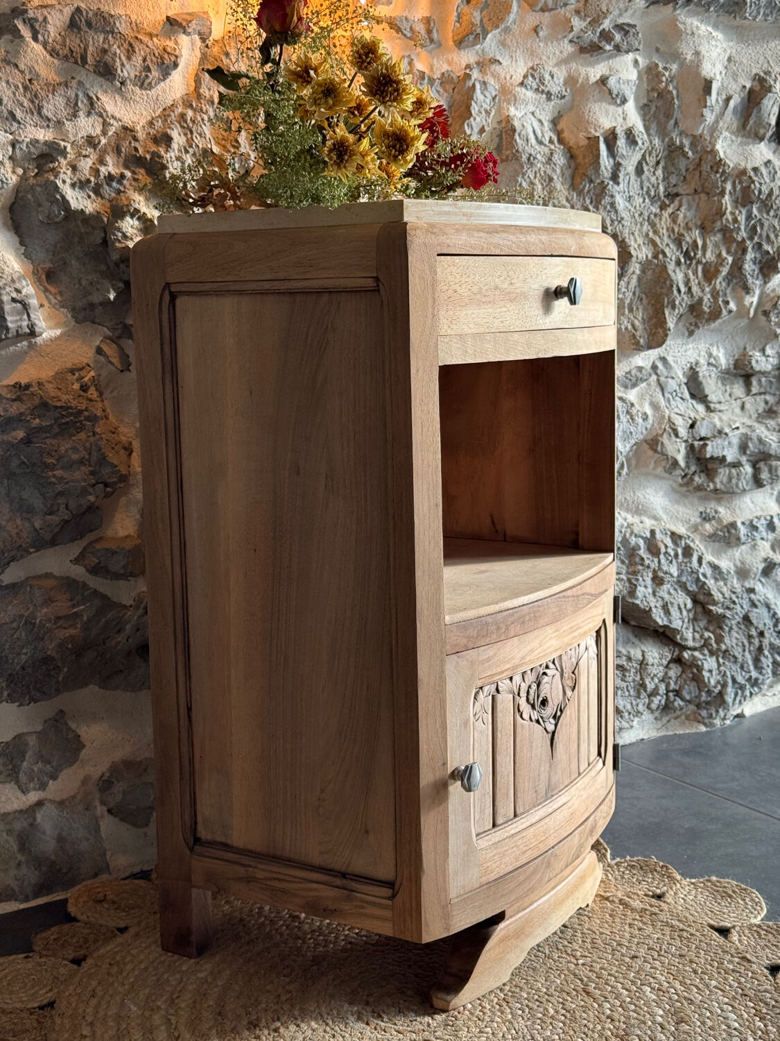 Small Art Deco piece in solid walnut and marble - 1930s