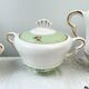 Vintage tea/coffee set in white, green and gold porcelain by SALINS, made in France