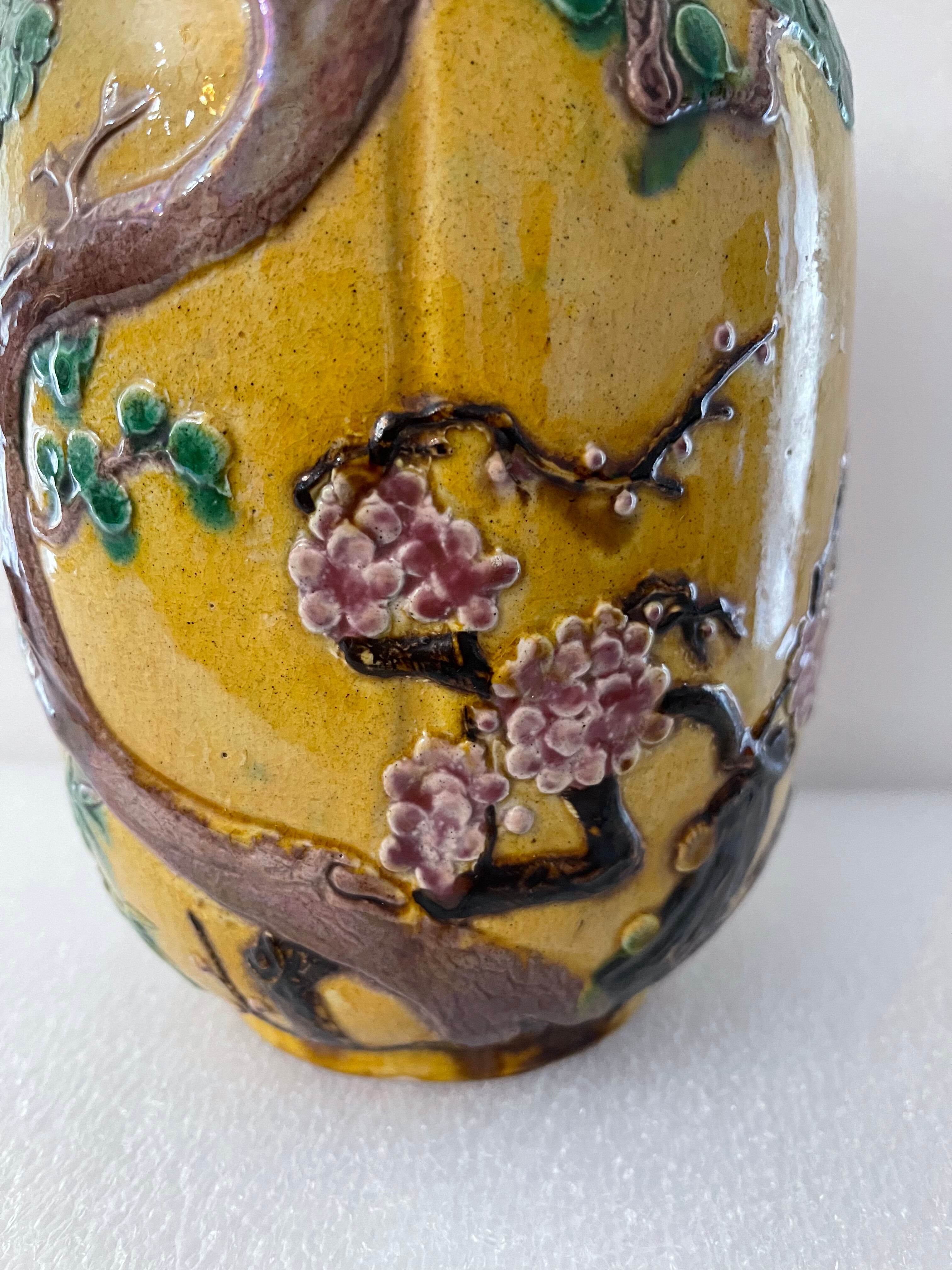 China ginger pot in glazed earth decorated with prunus decoration China XXth