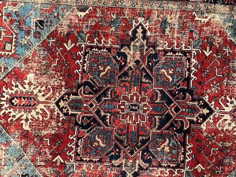 Ancient Heriz Carpet – Cobalt Blue & Indigo – 330 x 218 cm