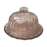 Pink glass bell with tray