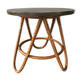 Gueridon, vintage two-coloured rattan coffee table