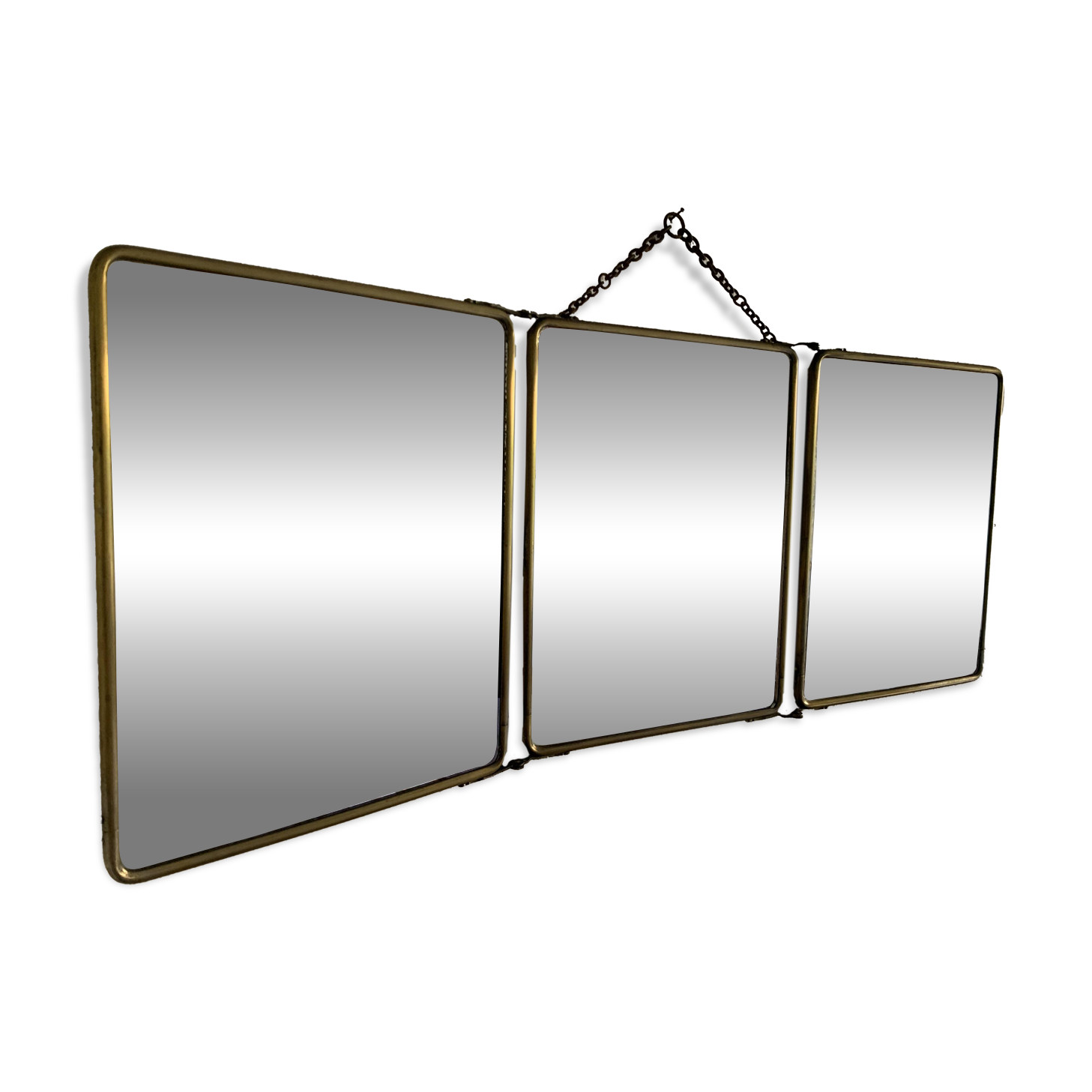 Vintage 1930s barber's triptych mirror Le Solide Paris - 33 x 86 cm