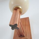 Ostrich egg wall lamp and vintage wood