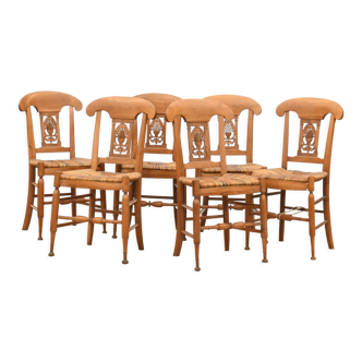 6 straw chairs
