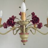 Lustre en métal à décor floral, France