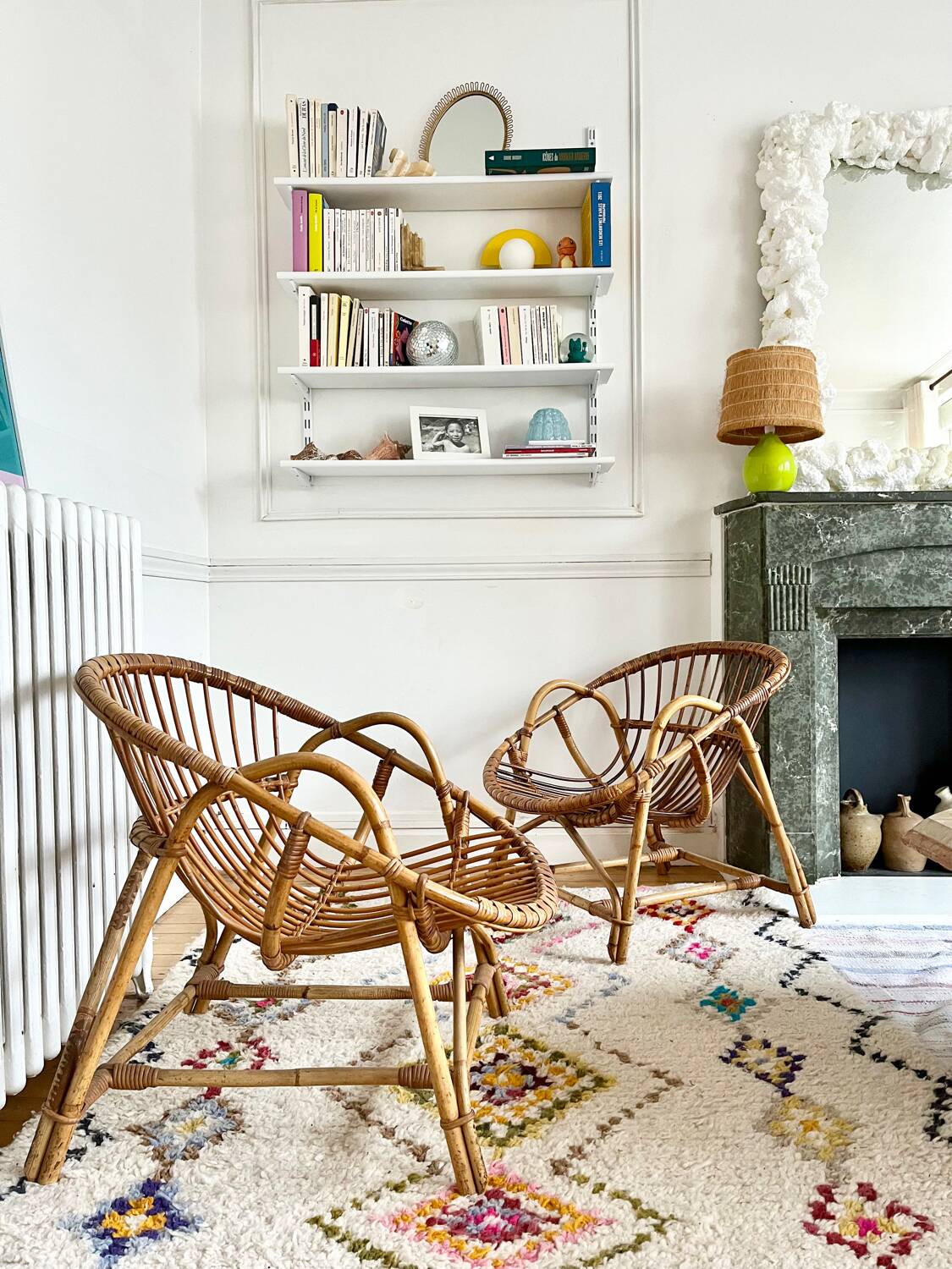 Pair of vintage rattan armchairs