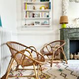 Pair of vintage rattan armchairs
