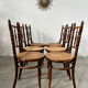 Lot 6 old vintage wooden bistro chairs brand Fischel early 20th century