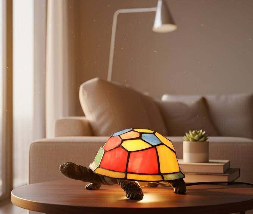 Tiffany Style lamp in the shape of a turtle from the 1980s.