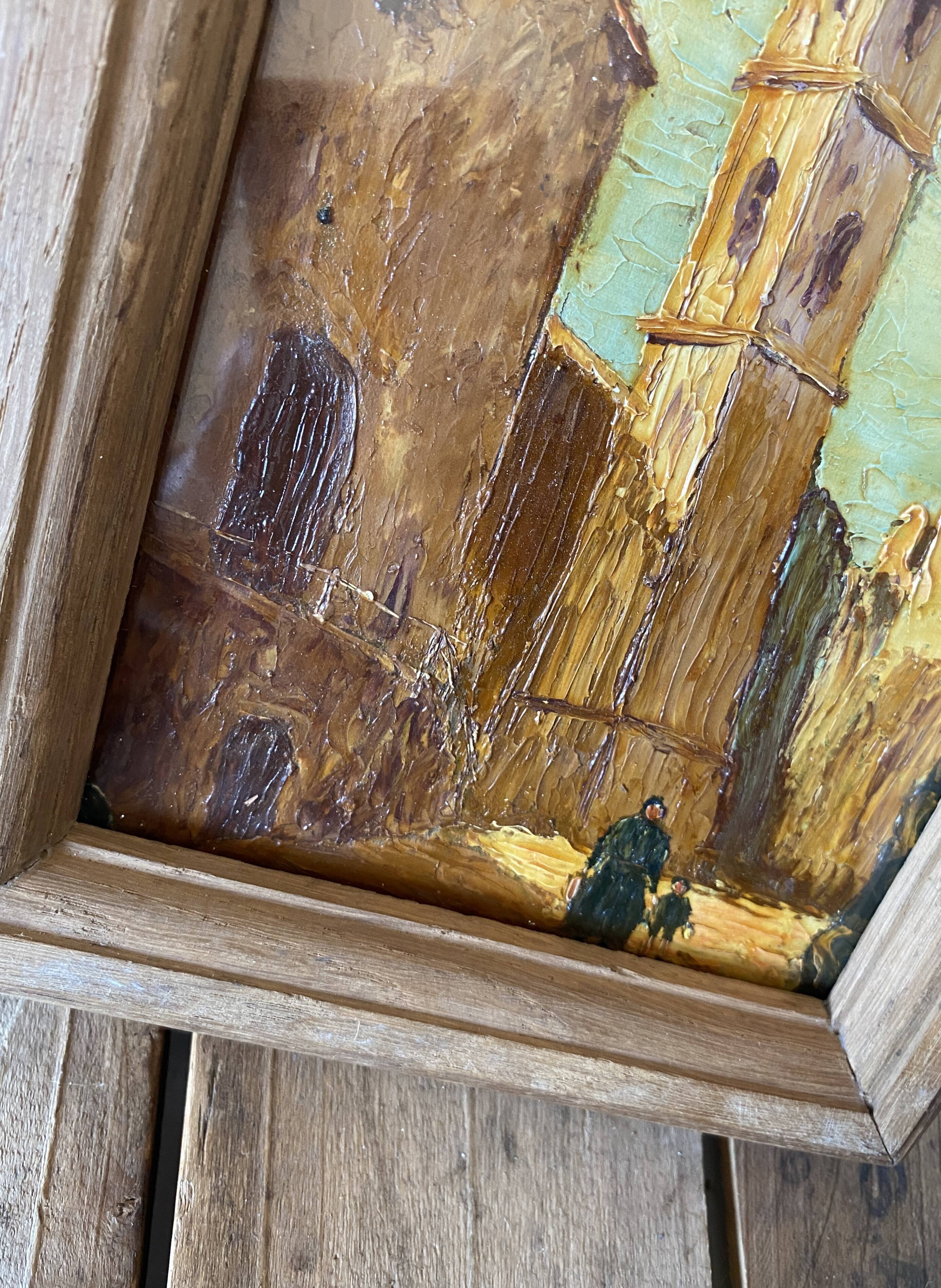 Orientalist oil, wooden and glass frame