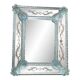 Venetian rectangular light-blue floreal hand-carving mirror in murano glass style