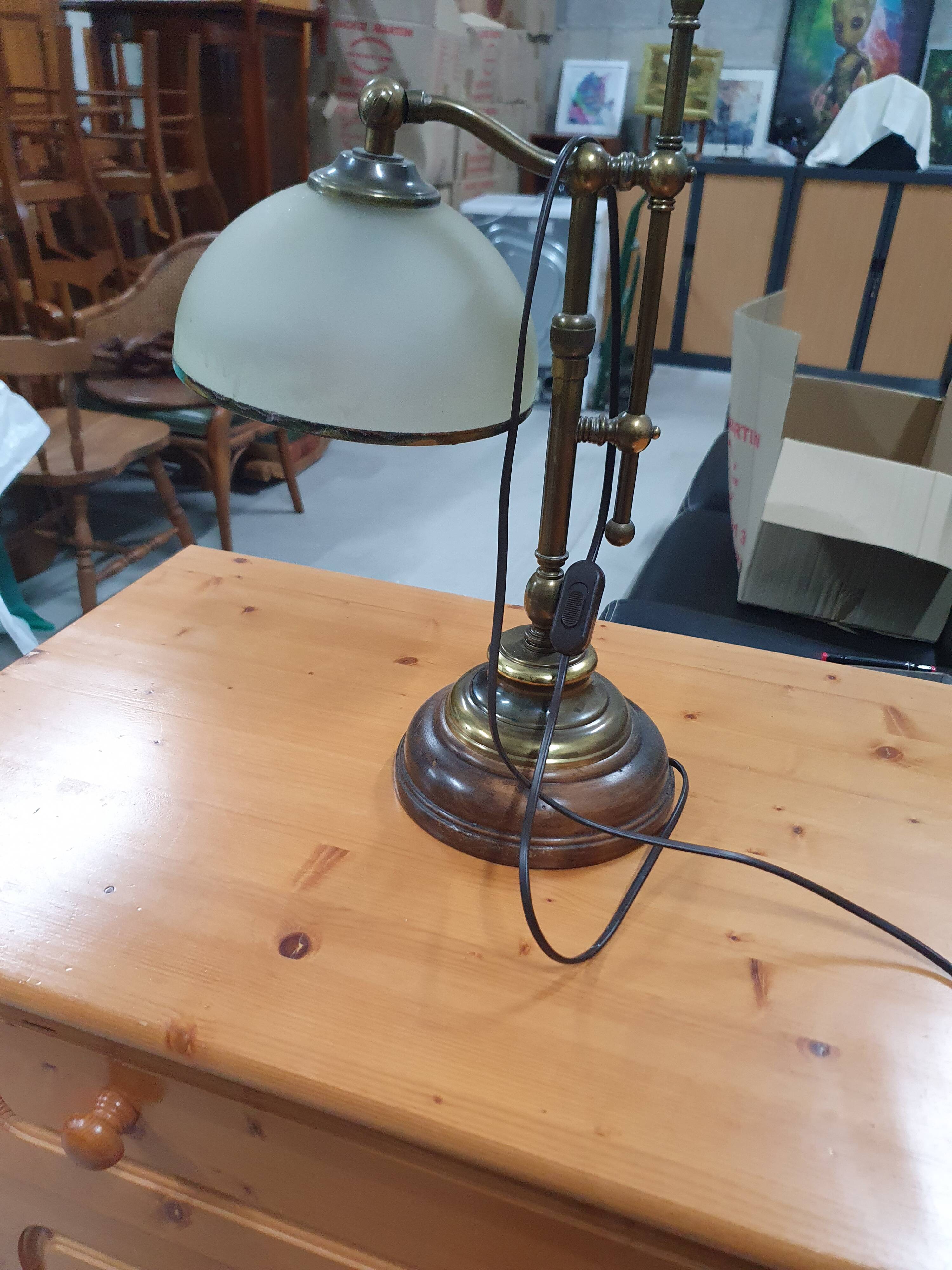 Wood and bronze desk lamp