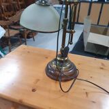 Wood and bronze desk lamp