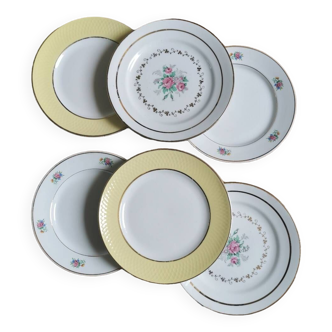 Mismatched floral dessert plates