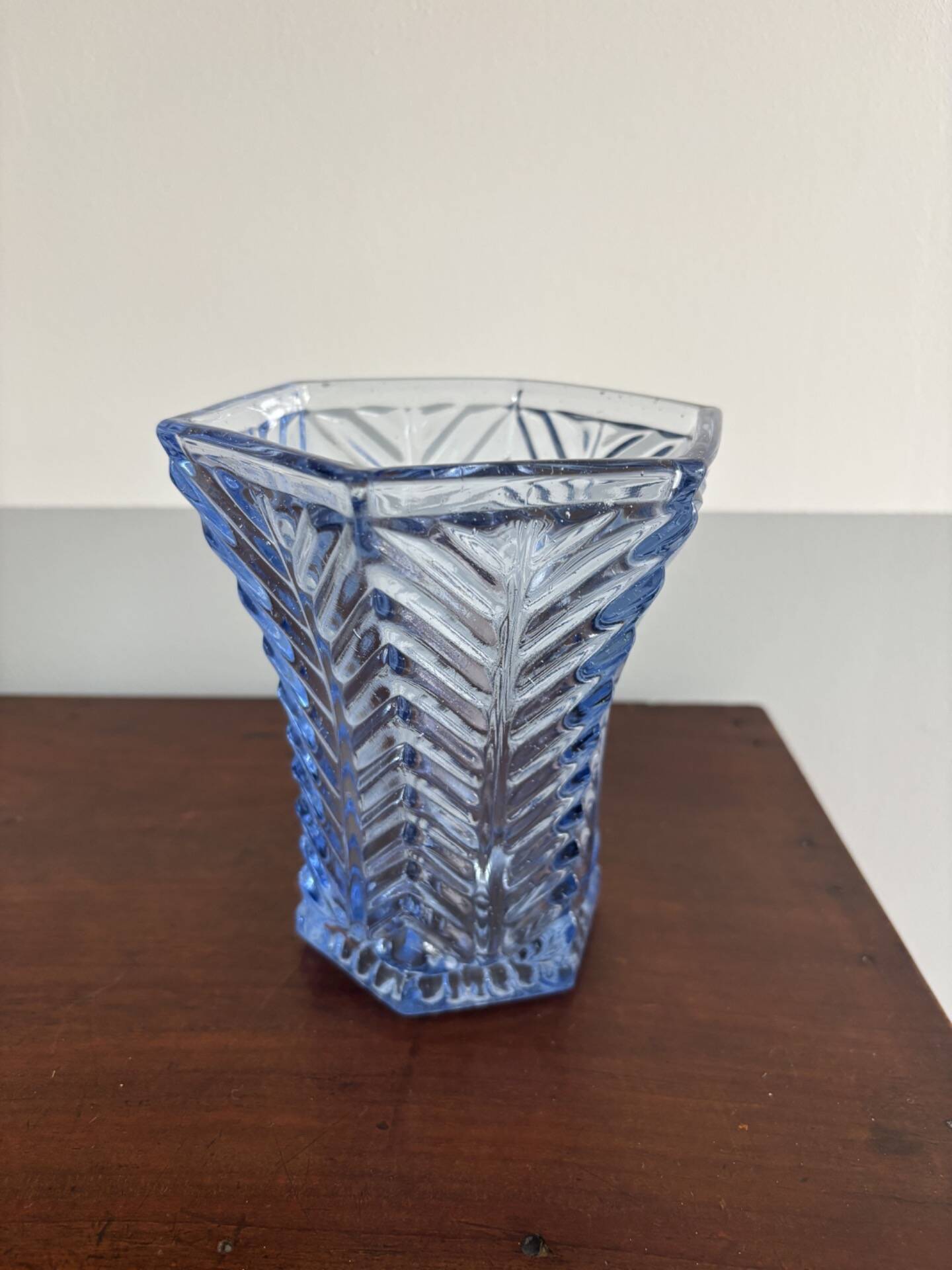 Textured blue glass vase