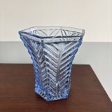 Textured blue glass vase