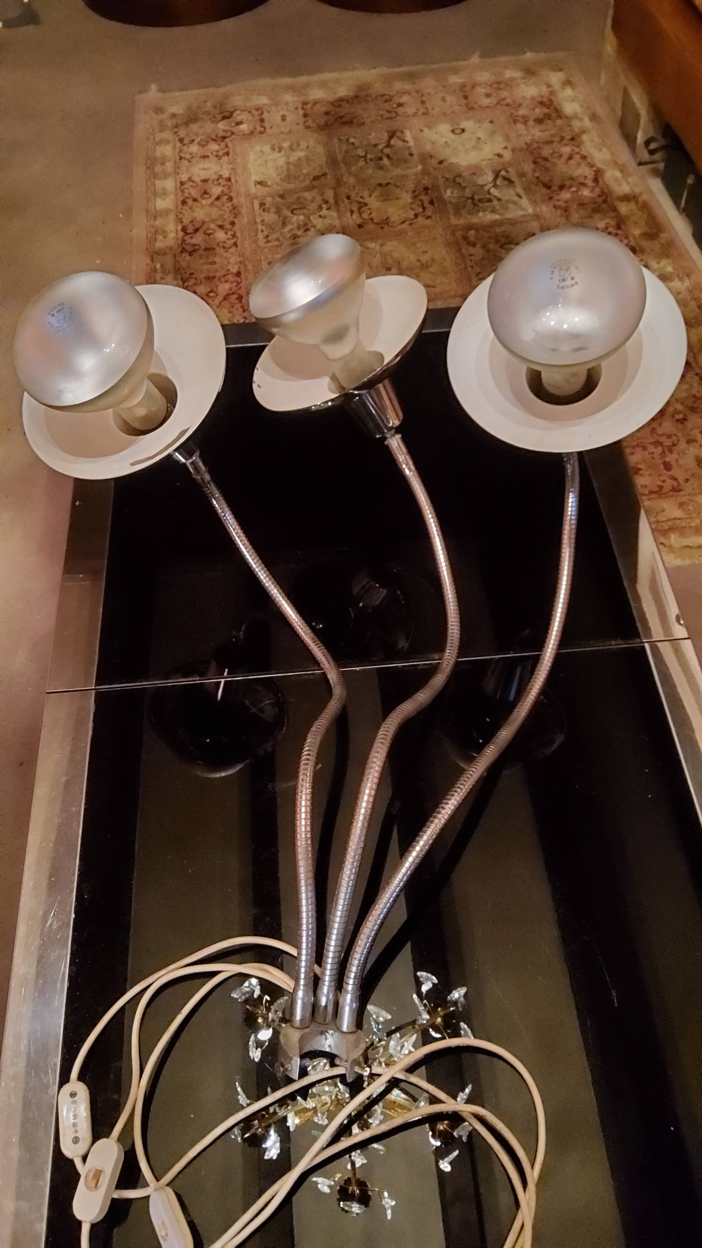 Large chrome lamp of the 70s 3 arm office architect