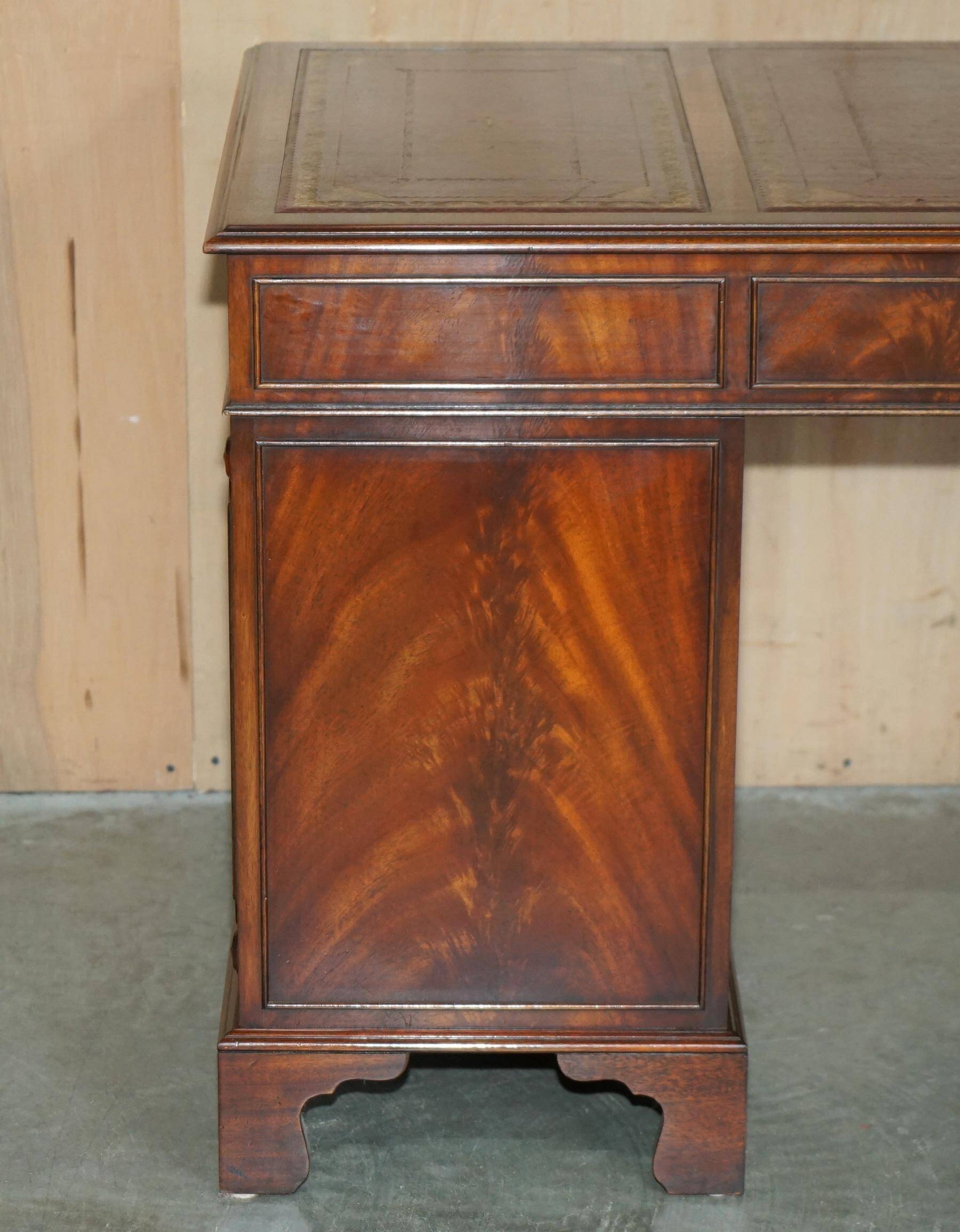 Partner desk Bevan Funnell in hardwood with leather top and gold leaf gilding.