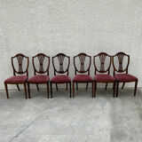 Set of 6 wooden chairs sitting red