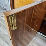 Art Decò Sideboard in Mahogany and Maple with Black Glass and Brass Finishi