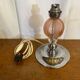 Antique Lamp Base Pink & Clear Glass Ball Chrome Base Vintage