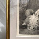 Antique print of the nineteenth gilded frame - maternity - period lithograph