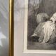 Gravure ancienne du XIXème cadre doré -  la maternité - lithographie d’époque