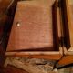 Sewing box from the 50s in wood and black metal