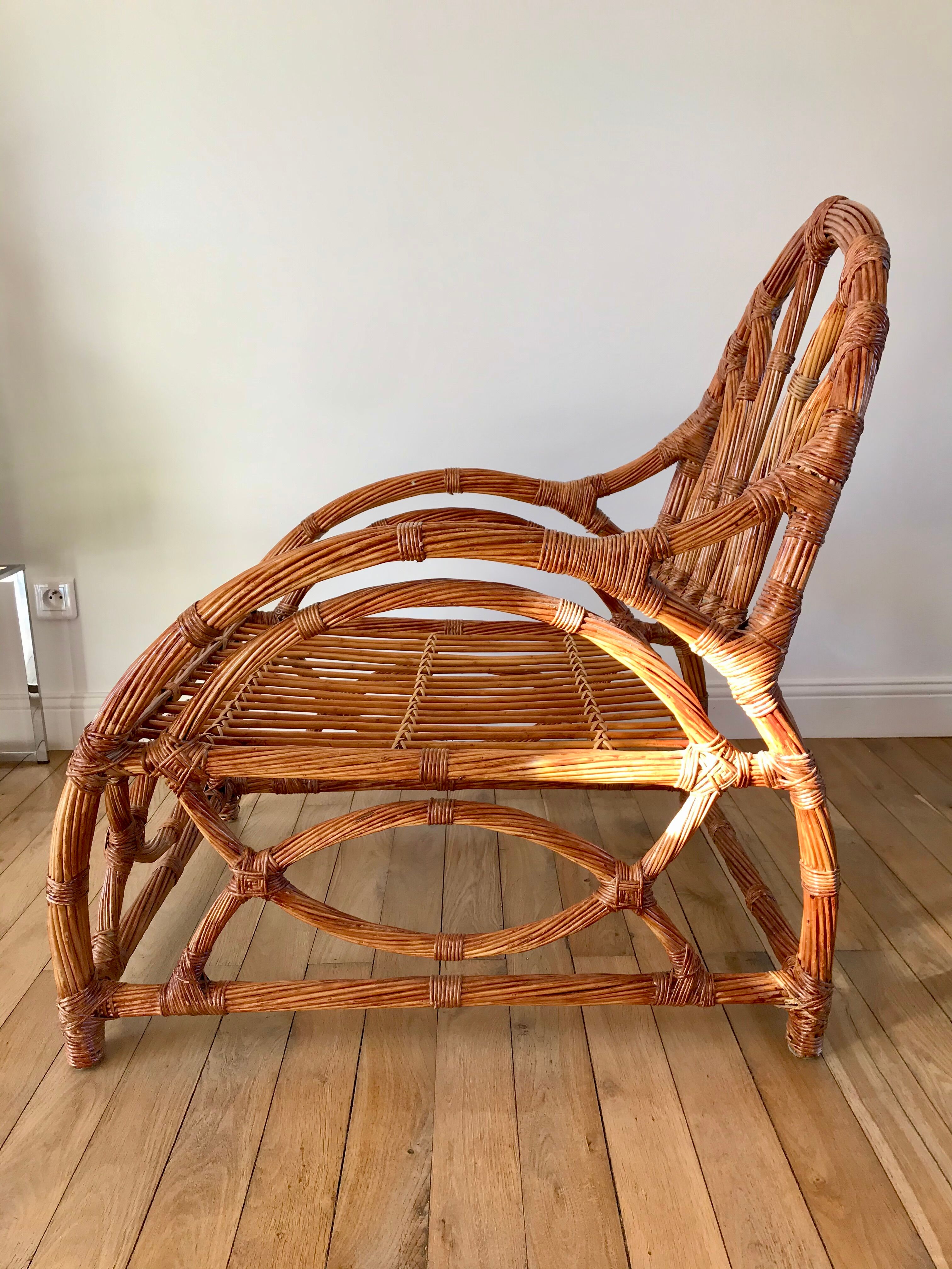 Pair of rattan armchairs 50s