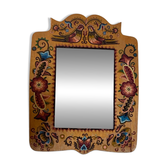 Small mirror in colored marquetry – 1970s – 48 x 36.5 cm