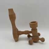 Vintage design wooden candle holder 1970 Arne Hoyer