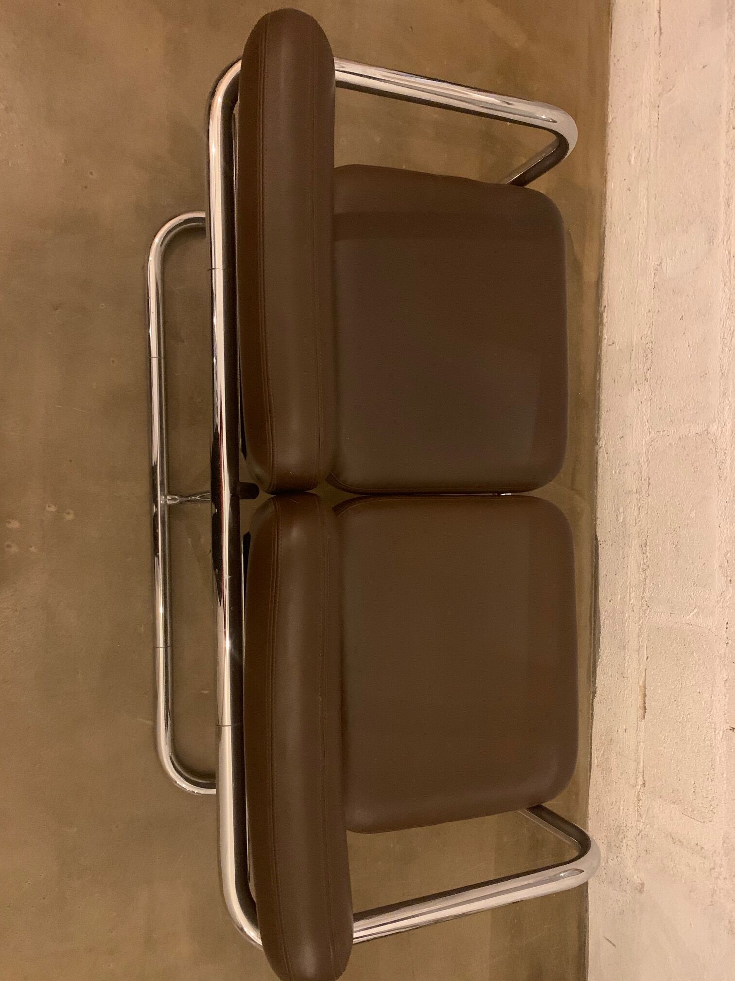 Brown leather metal foot bench