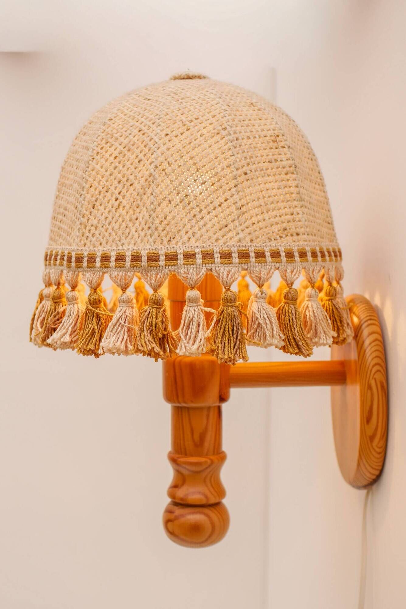 1970s Scandinavian Wall Sconce by Solbackens Svarveri in Pine