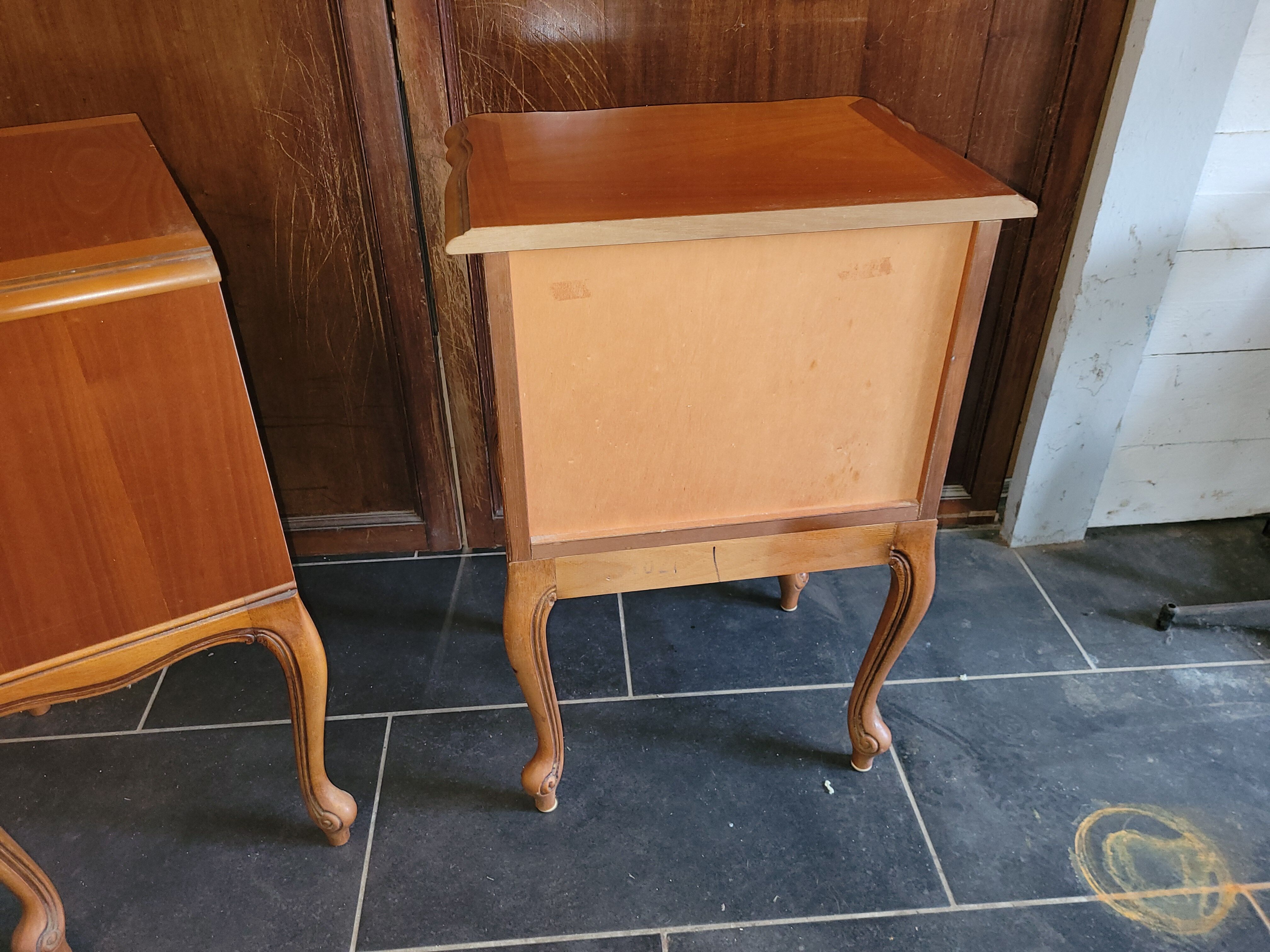 Pair of Louis XV style oak bedside table
