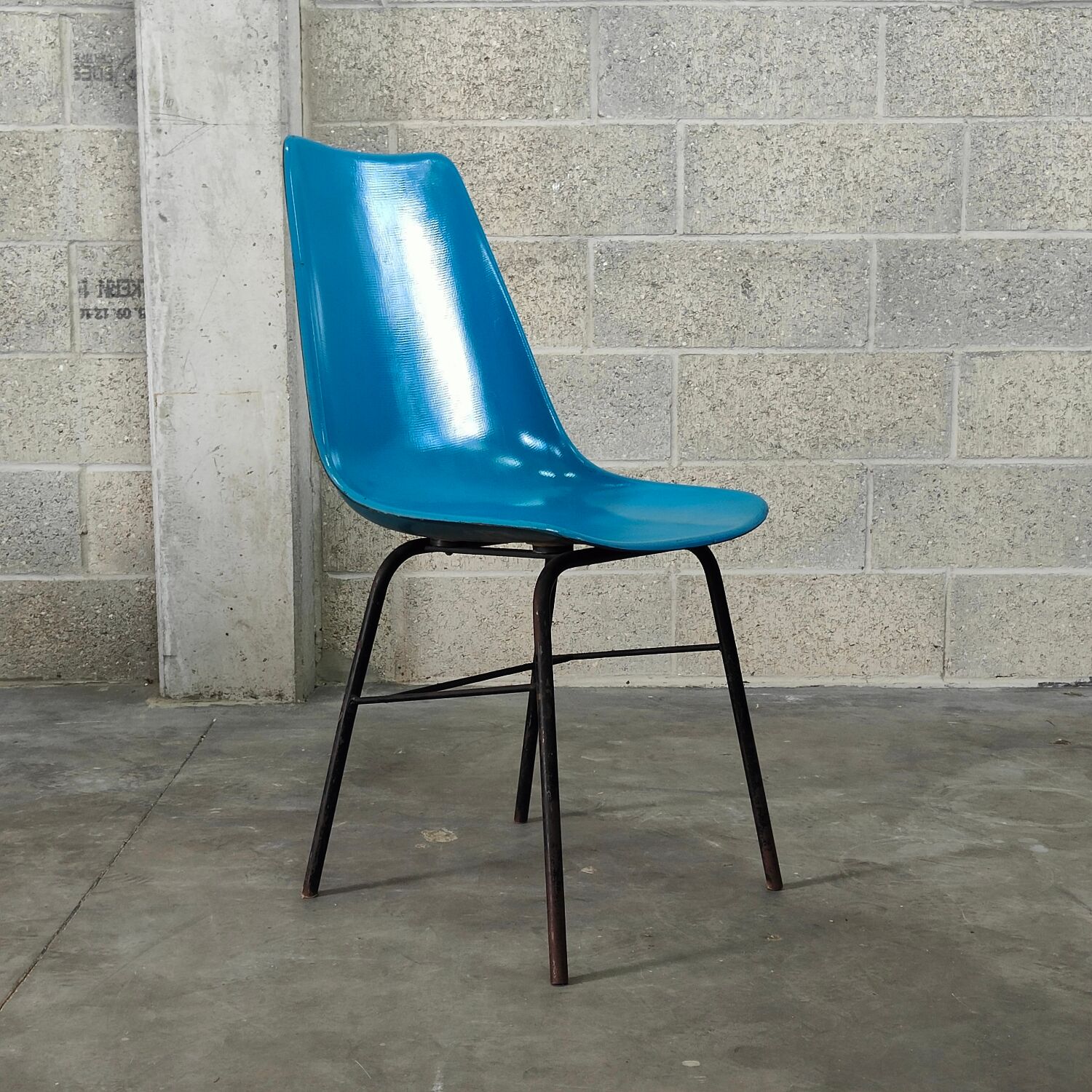 Blue fiber chair by Miroslav Navratil for Vertex 1960