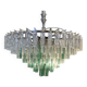 Vintage Green “Quadriedro” and Clear Triedro Murano Style Glass Chandelier