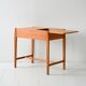 Vintage Scandinavian elm coffee table with storage compartment