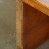 Modern Swedish coffee table in solid pine by Sven Larsson, brutalist, 1970s.