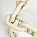 1970s XL Coffee Table Made of Nautical Iron Chain with a Thick Glass Plate