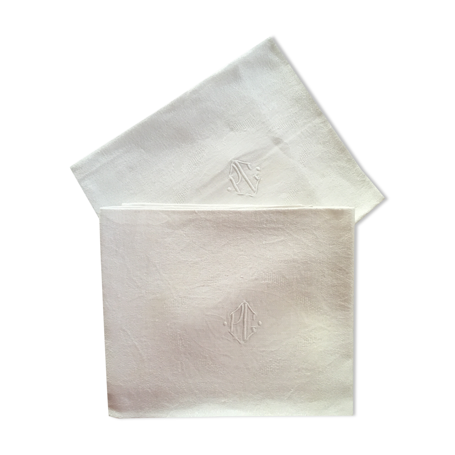 6 old damask linen napkins.