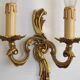 Stylish Vintage French Bronze Double Wall Sconce with Acanthus Leaf Detail