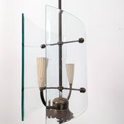 Pietro Chiesa for Fontana Arte Curved Glass and Brass Pendant Light 1940s