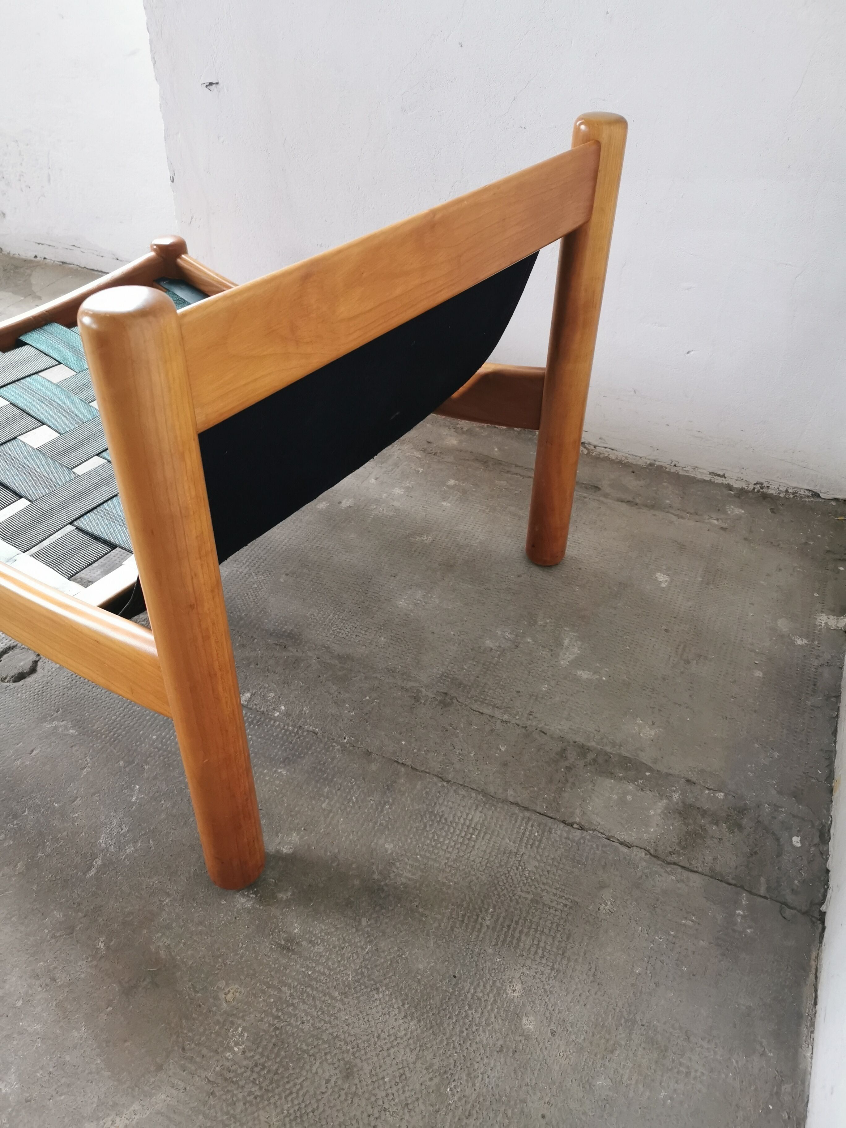 Pair of designer leather armchairs 80s