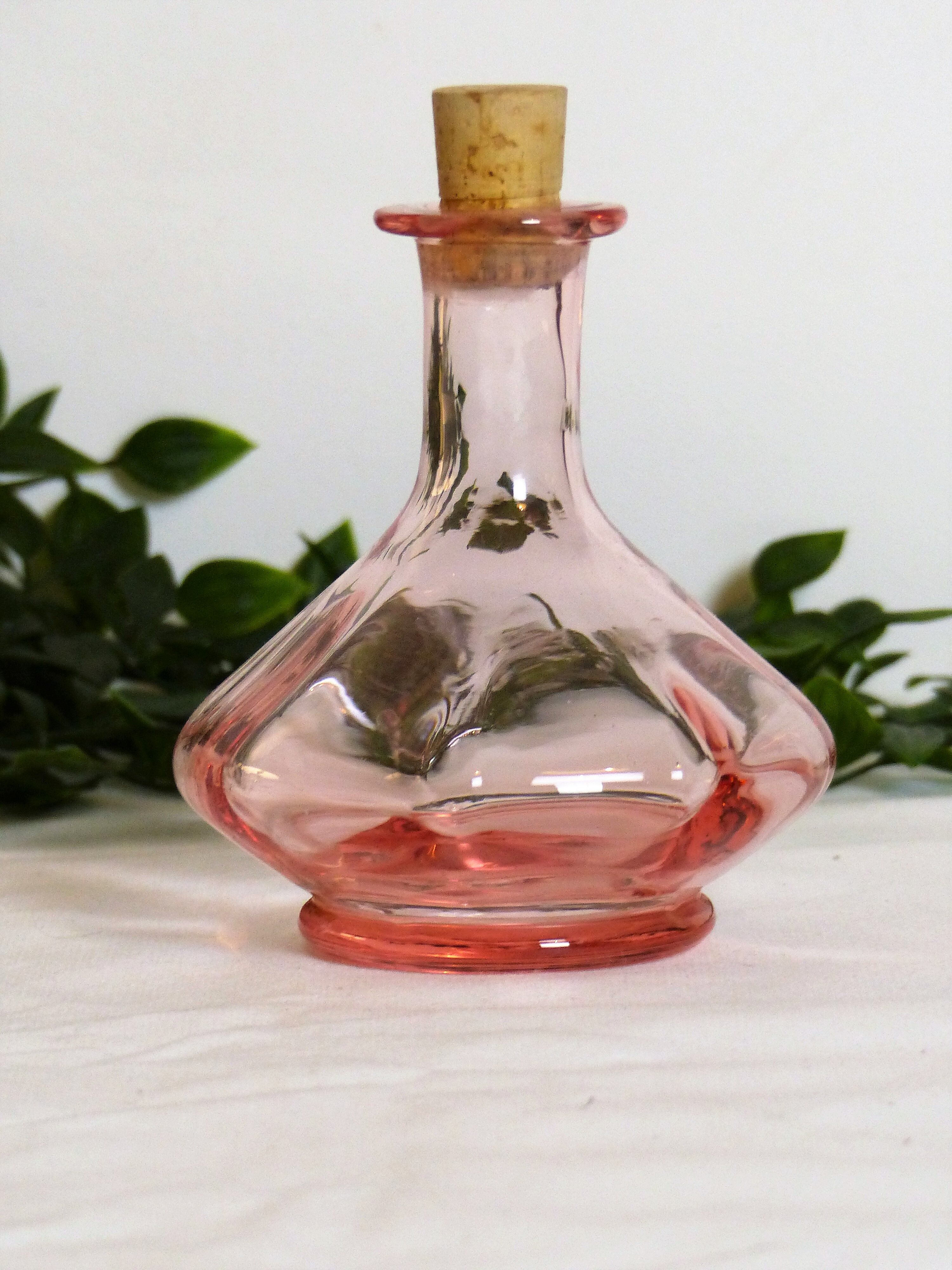 Pink glass bottle