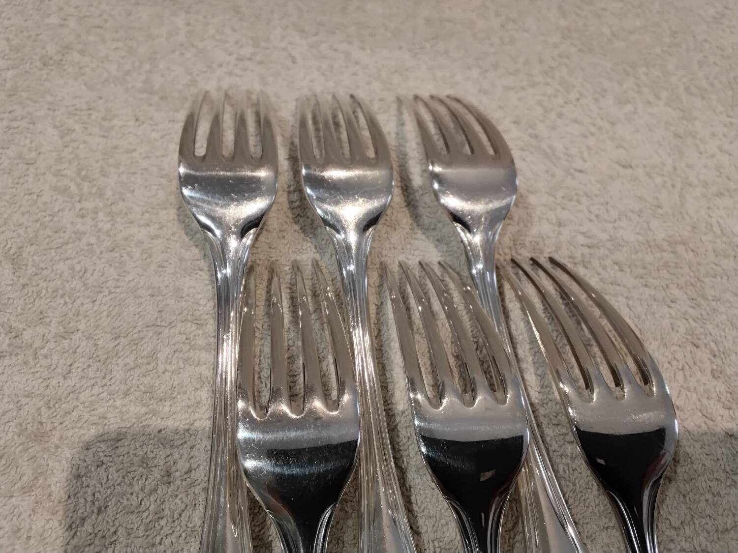 6 silver-plated metal table forks by Christofle silversmiths, Albi pattern