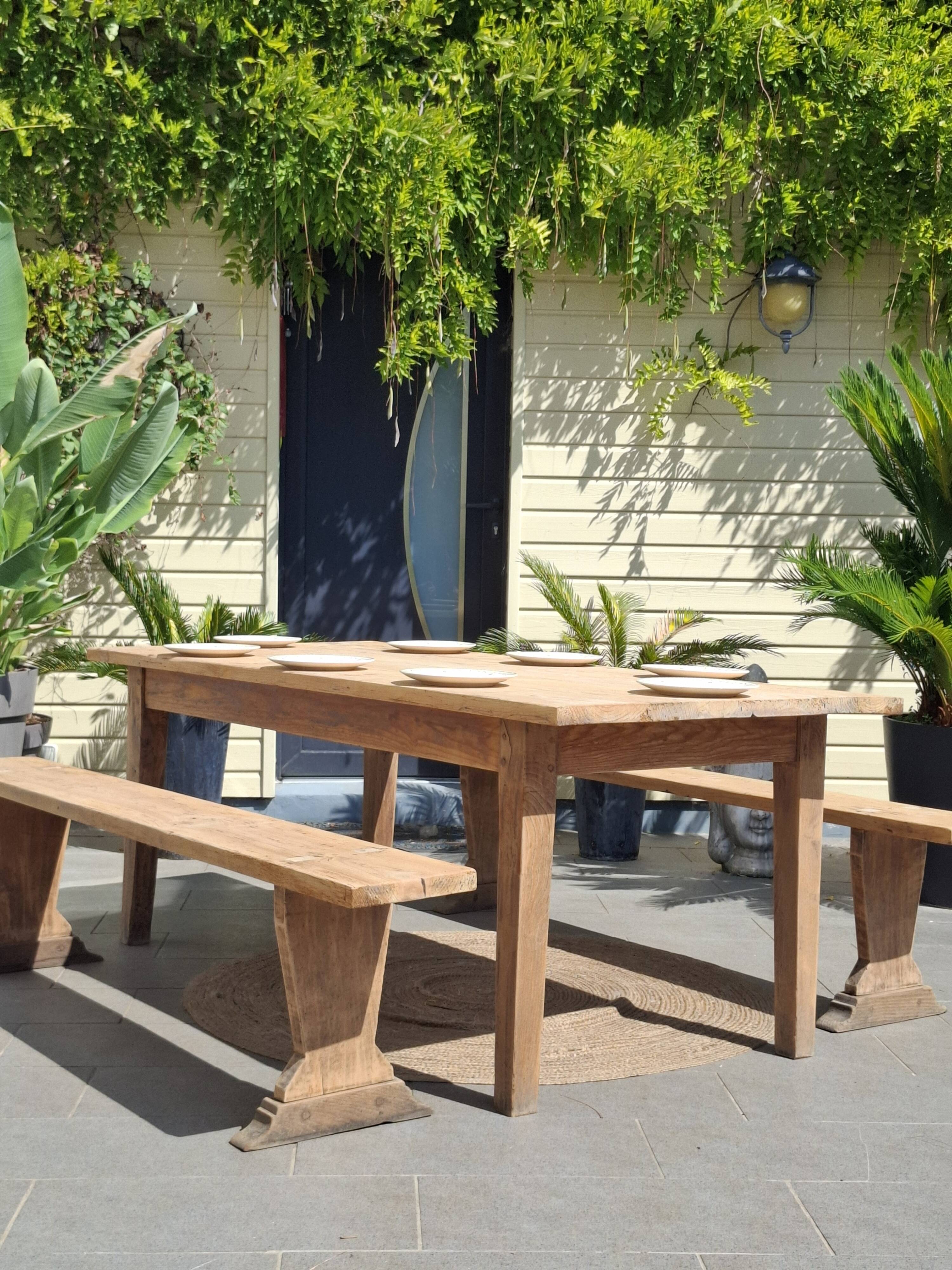 Table de ferme et ses 2 bancs